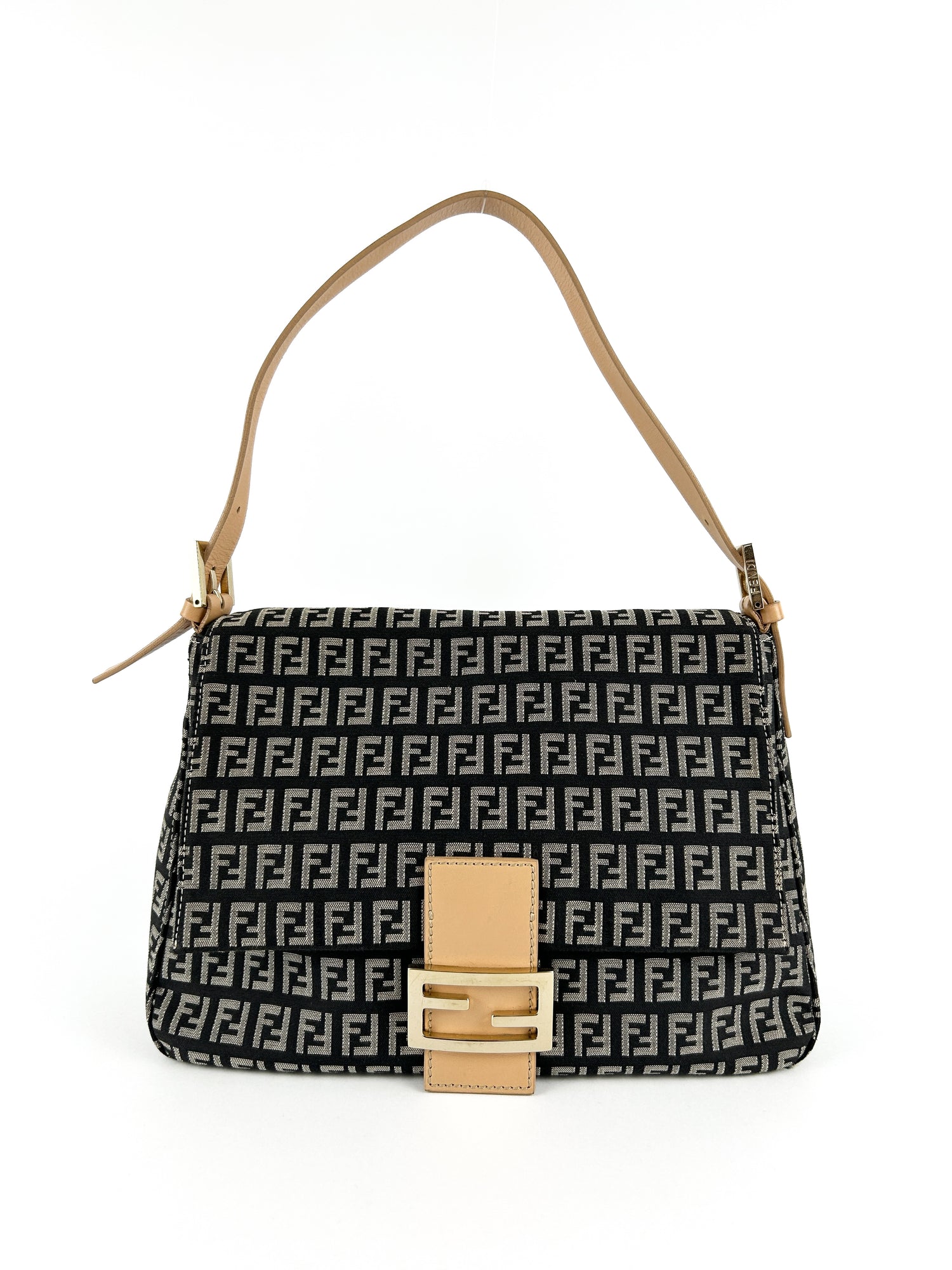 Vintage Fendi Zucca Mamma Baguette Shoulder Bag 90s