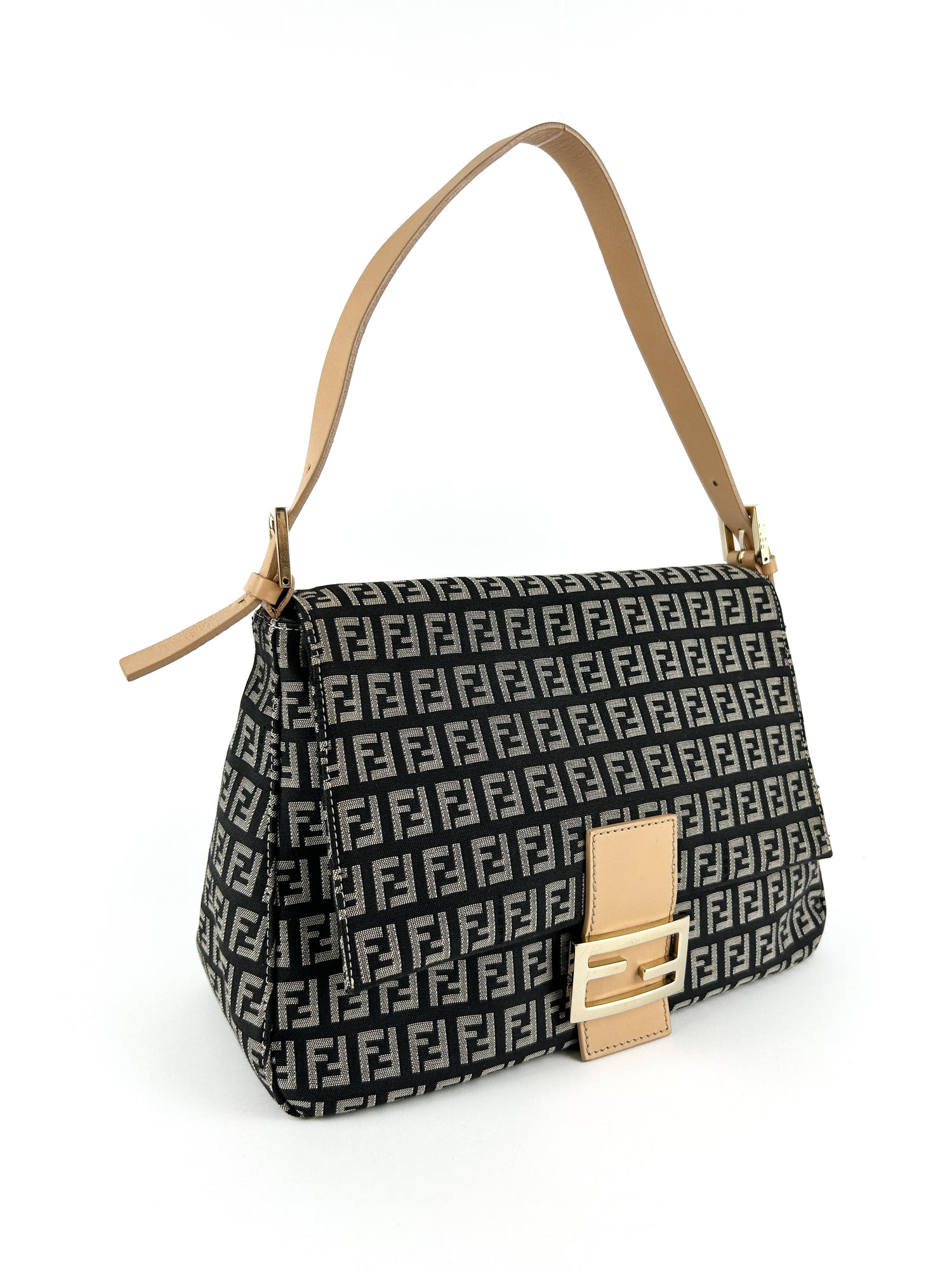 Vintage Fendi Zucca Mamma Baguette Shoulder Bag 90s