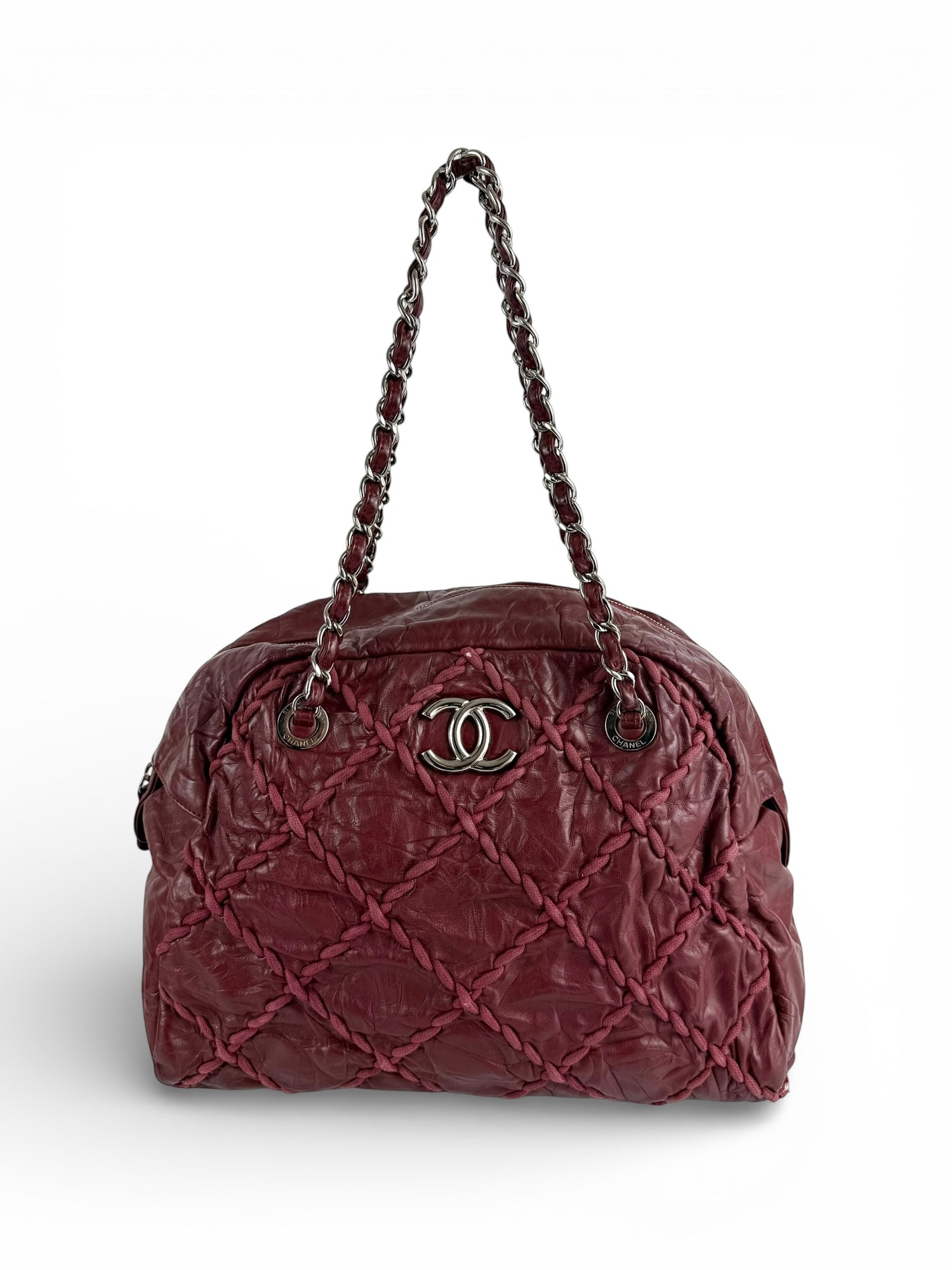 2009/2010 Chanel Ultra Stitch Burgundy Bowling Chain Handbag