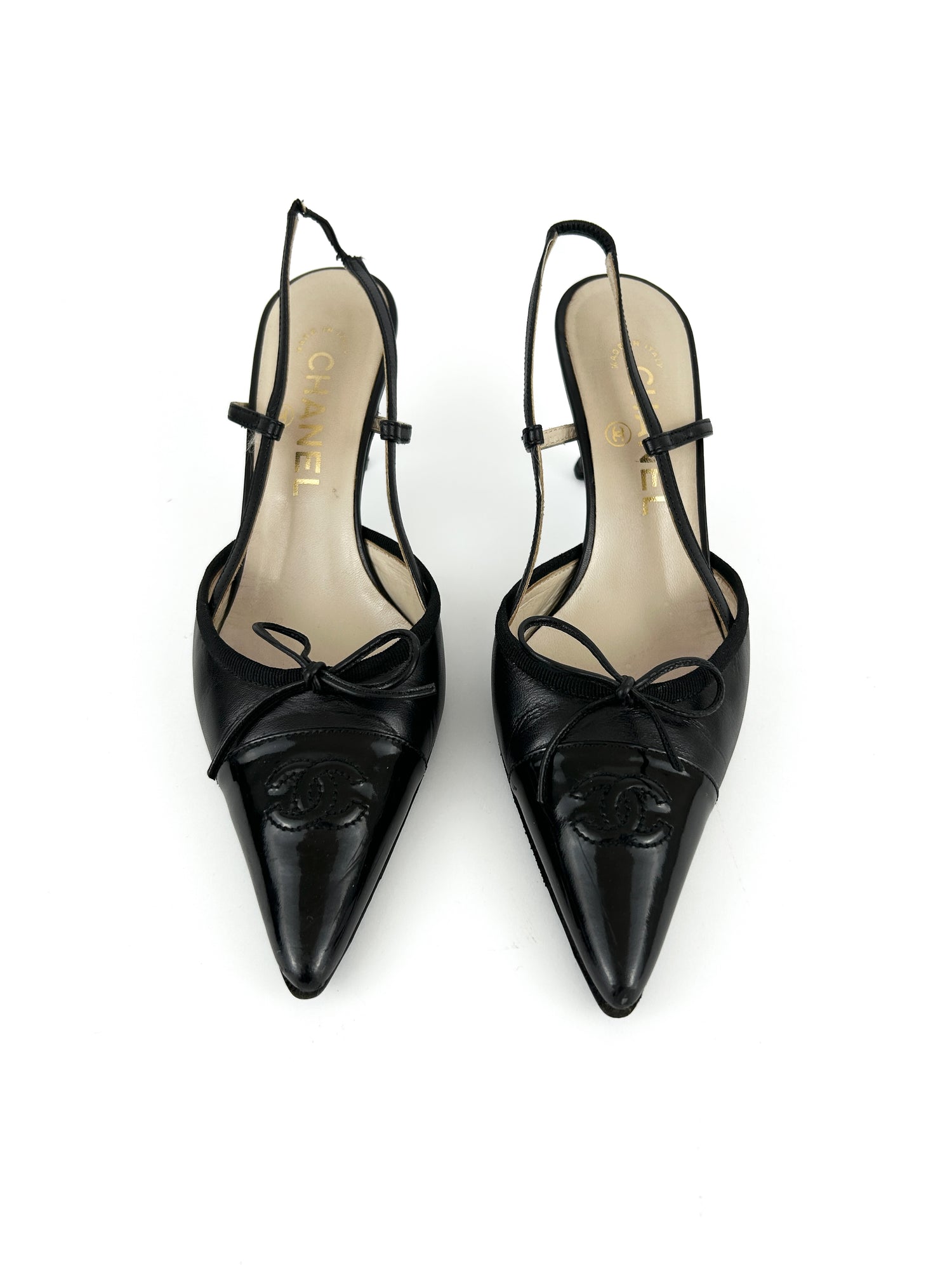 Vintage Chanel CC Slingback Kitten Heels