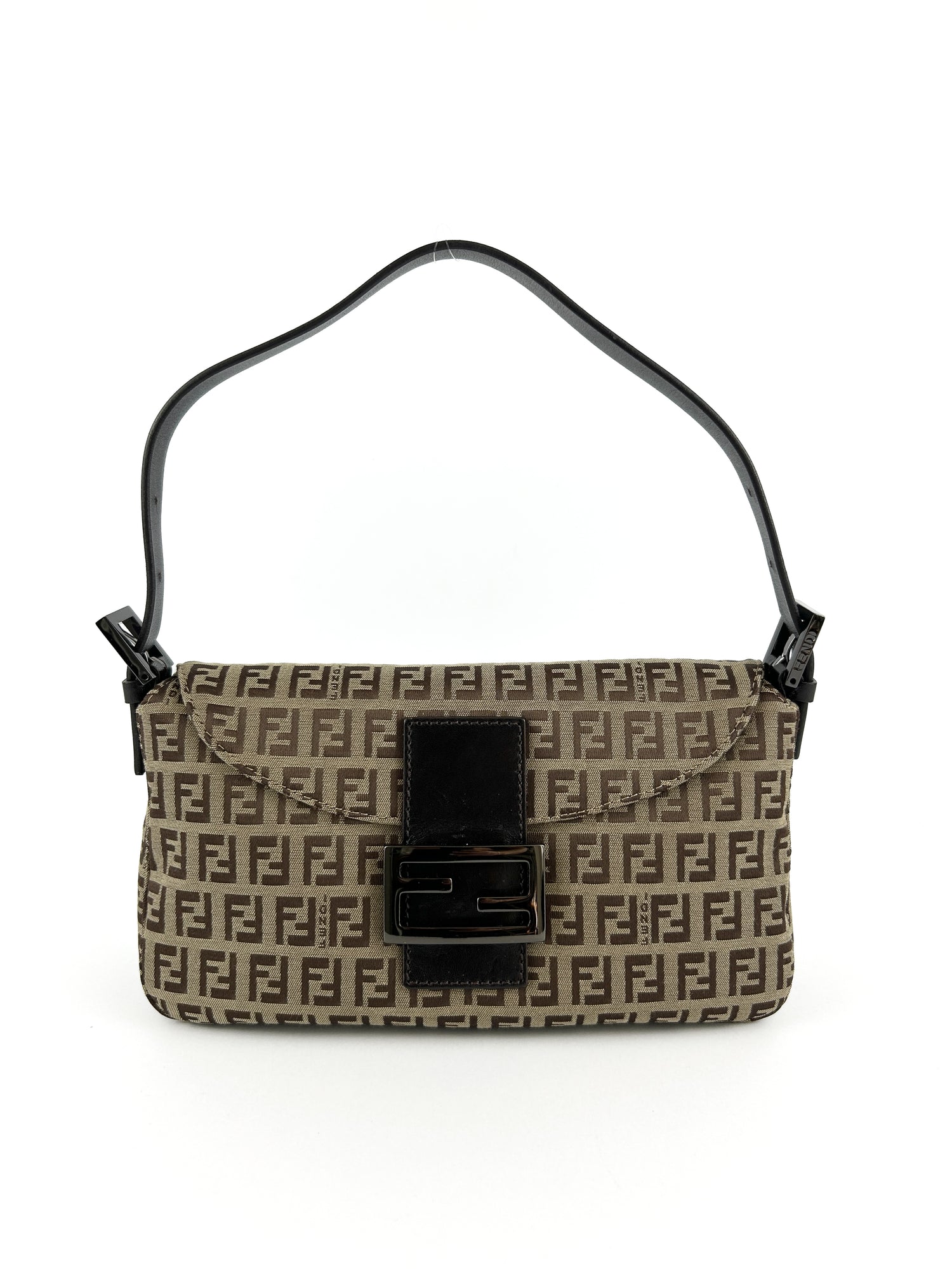Vintage Fendi Zucca Baguette Shoulder Bag 90s