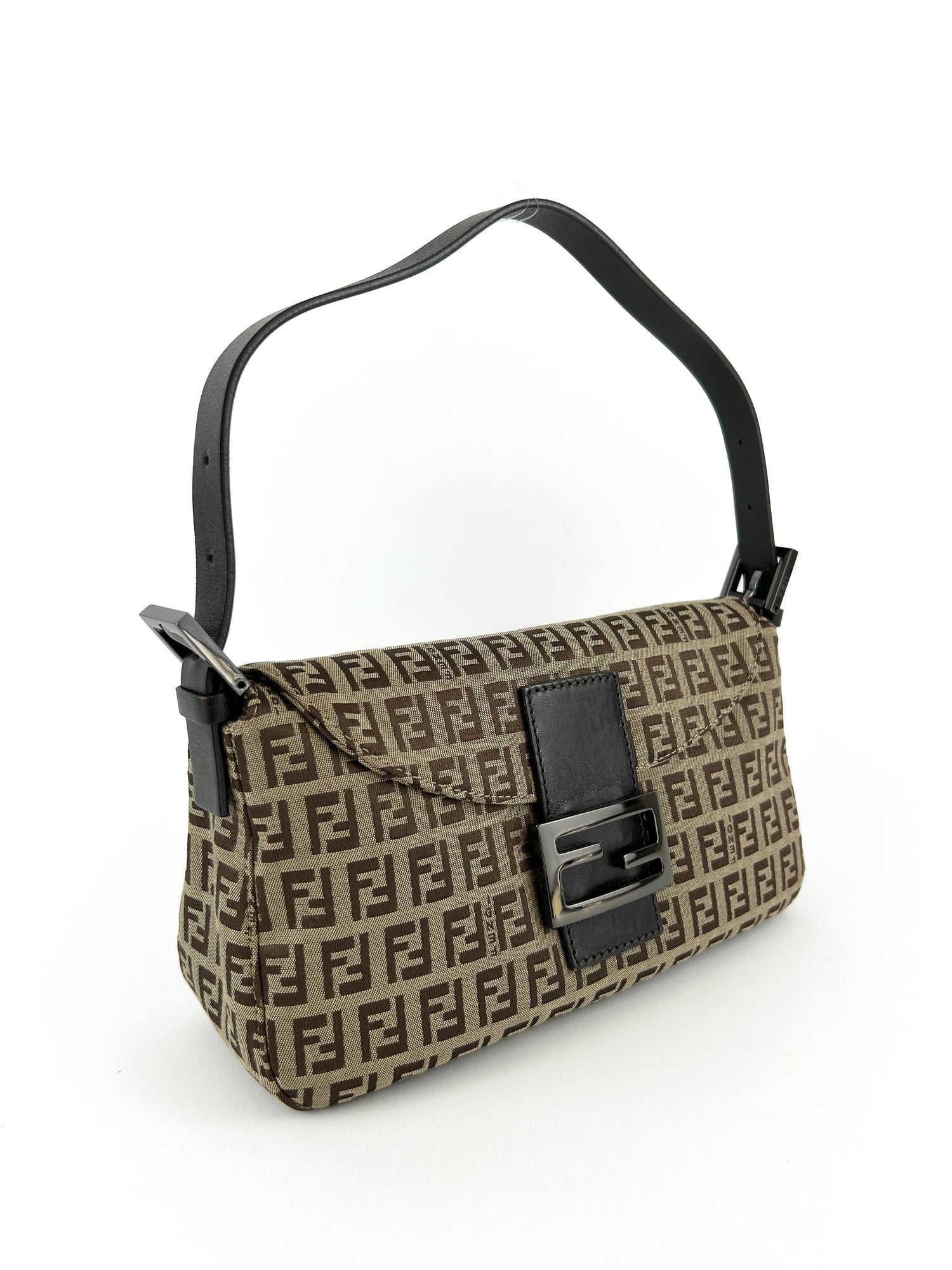 Vintage Fendi Zucca Baguette Shoulder Bag 90s