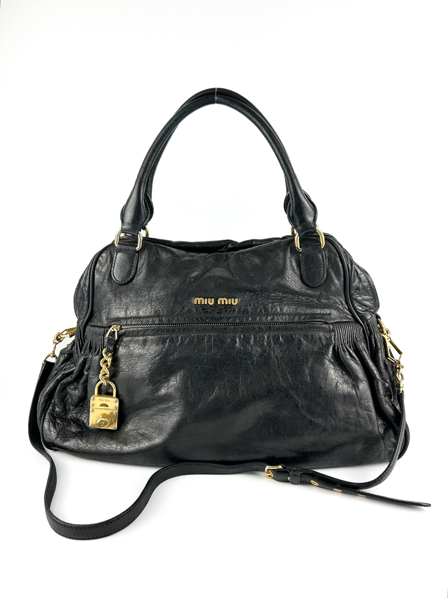 Vintage Miu Miu Vitello Leather Large 2Way Handbag (2000s)