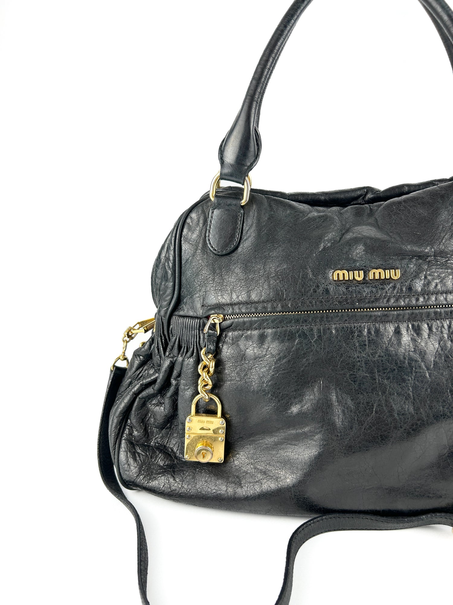 Vintage Miu Miu Vitello Leather Large 2Way Handbag (2000s)