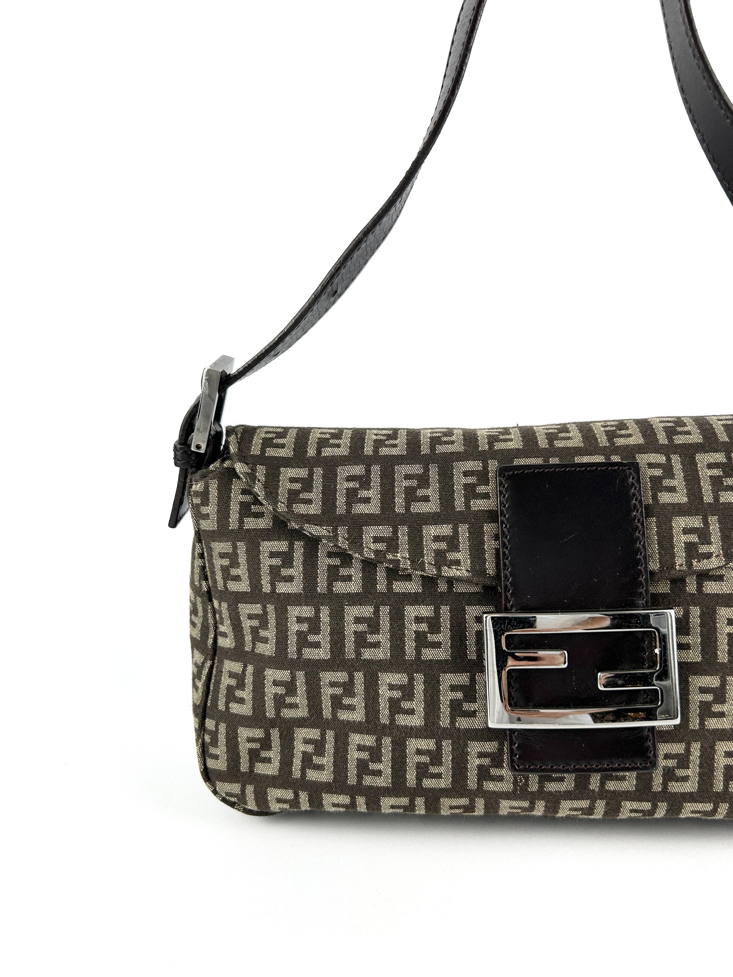 Vintage Fendi Zucca Baguette Shoulder Bag 90s