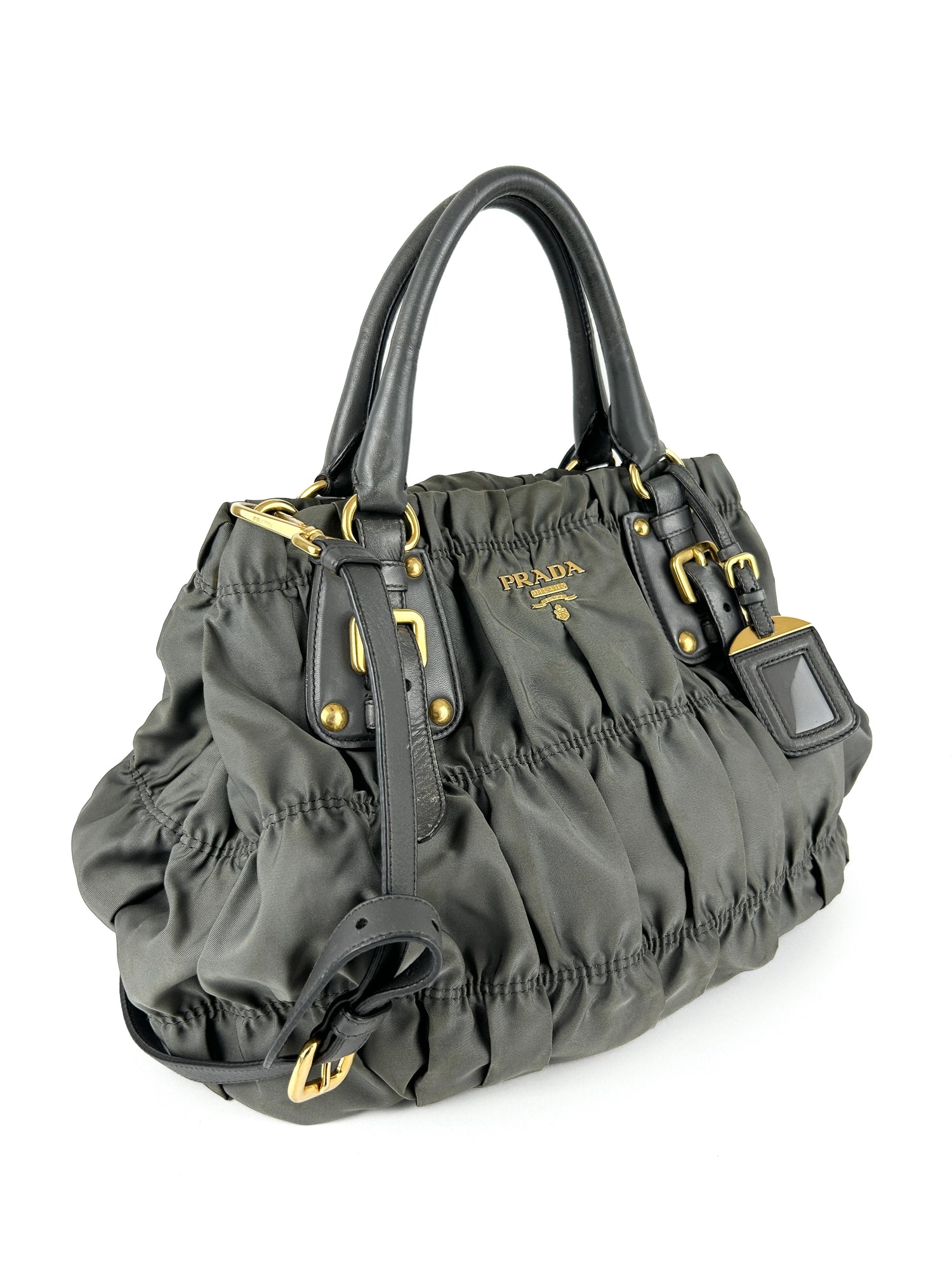 Vintage Prada Tessuto Nylon Grey 2way Satchel Bag 2000s