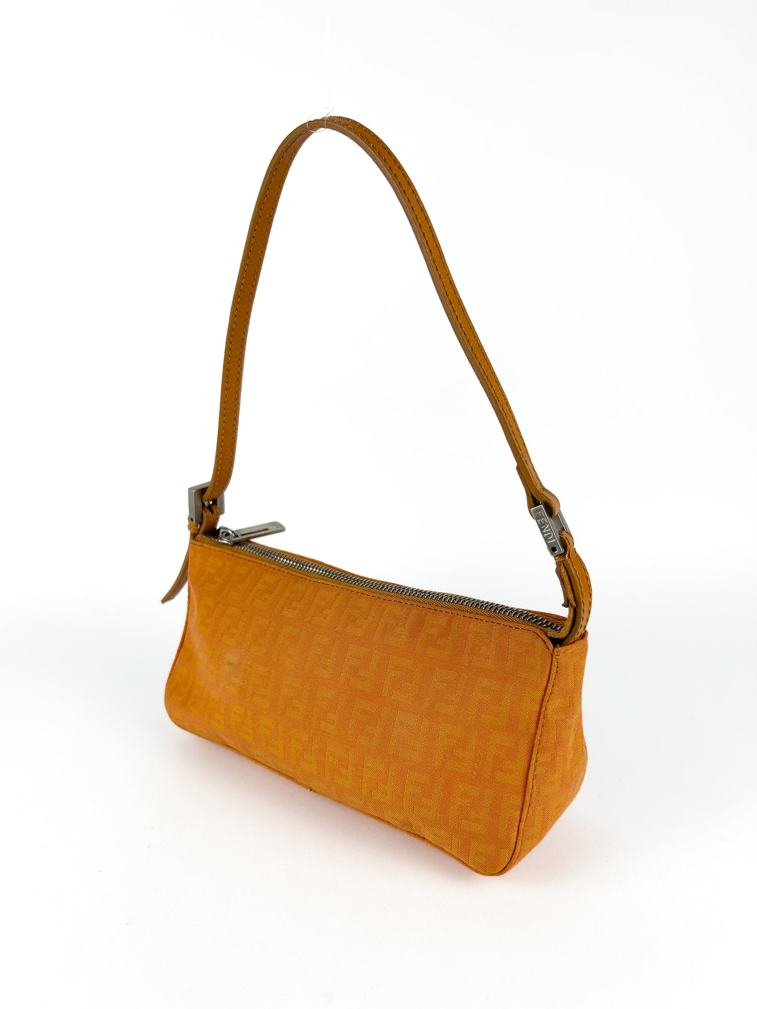 Vintage Fendi Zucca Orange Shoulder Bag 90s