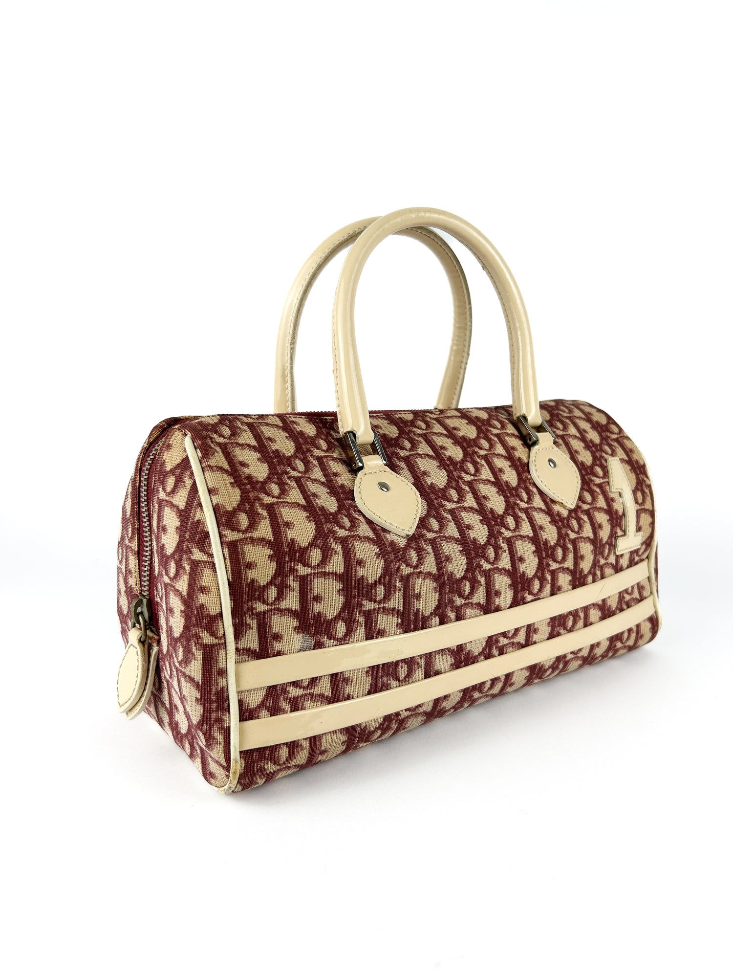 Vintage Christian Dior Red Monogram Boston Handbag (2004)
