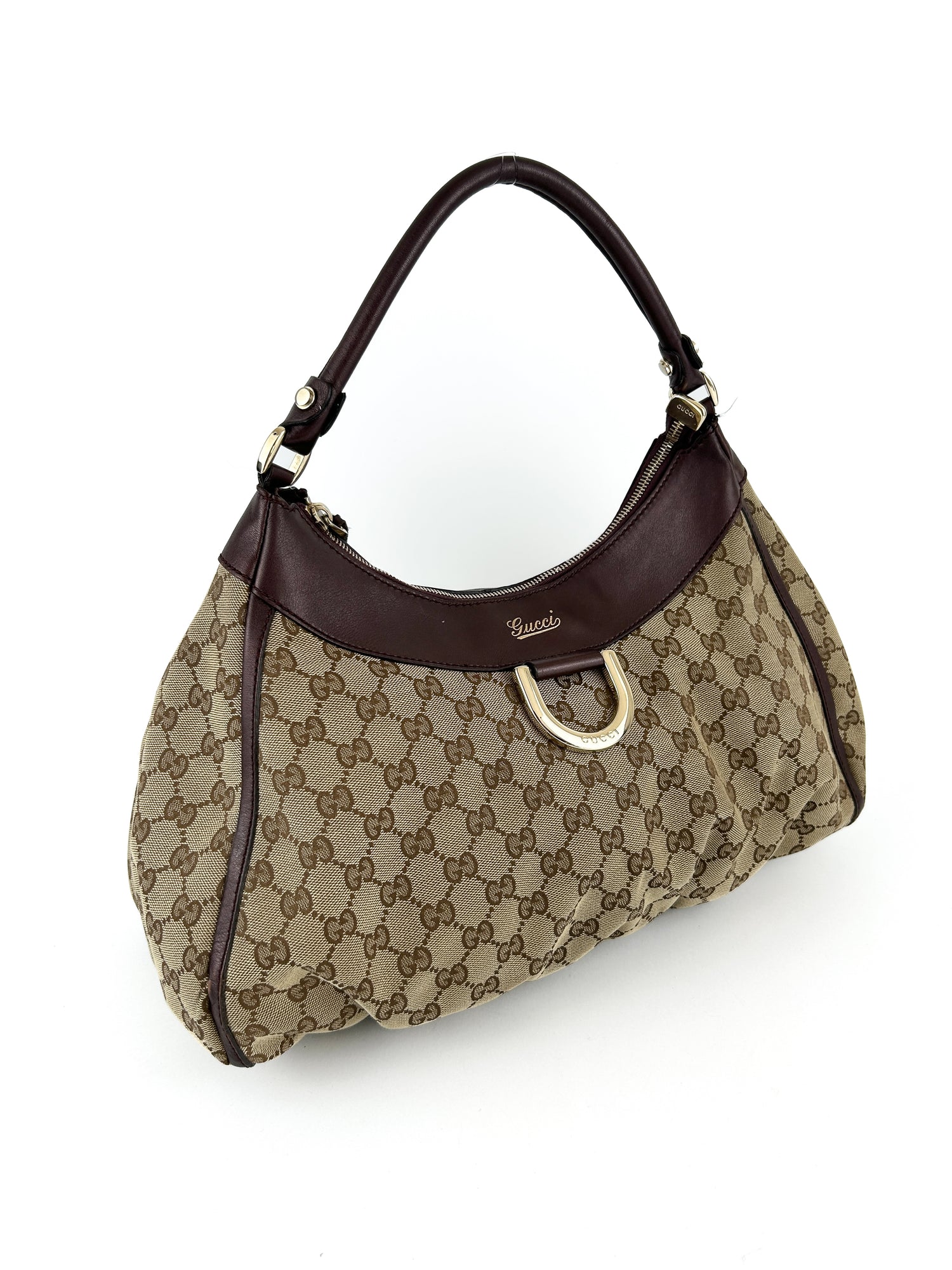 Vintage Gucci Monogram Large D-Ring Abbey Handbag 90s